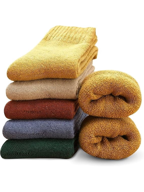 5 Pack - Size 6-12.5 (Hot Feet) WarmThermal Socks for Women - Cold Weather Winter Socks - Insulated Thick Warm Boot Socks