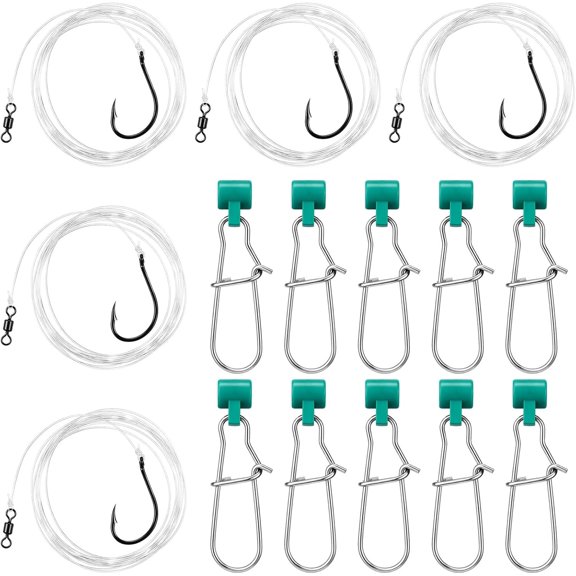 5 Pack Slider Fishing Rigs 6/0 Circle Hook with 3ft 60lb Monofilament 10 count Leader Fishing Line Sinker Slides for Striped Bass for Surf Beach Boat Fish
