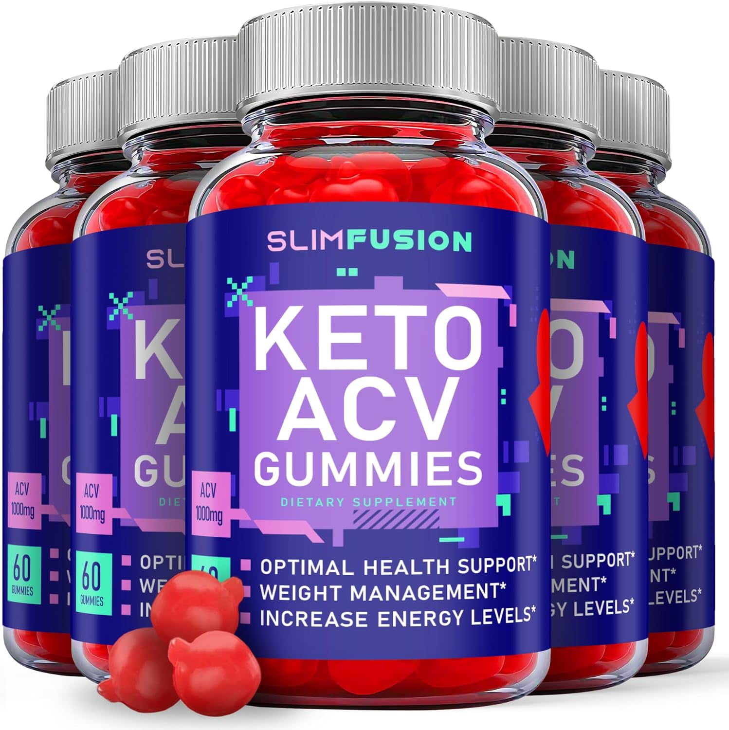 (5 Pack) Slim Fusion Keto ACV Gummies Apple Cider Vinegar Supplement