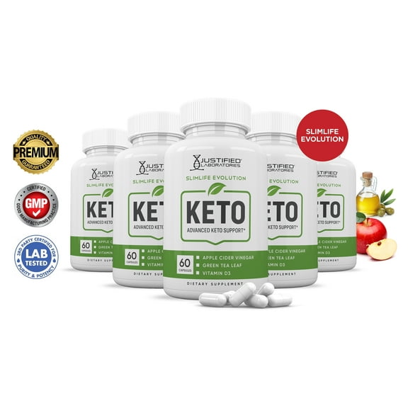 (5 Pack) Slimlife Evolution Keto ACV Pills 1275mg Alternative to Gummies Dietary Supplement 300 Capsules
