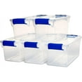 thumbnail image 1 of 5 Pack Small Clear Plastic Storage Bins with Latching Lids, 7.5 Quart, Blue, 1 of 18