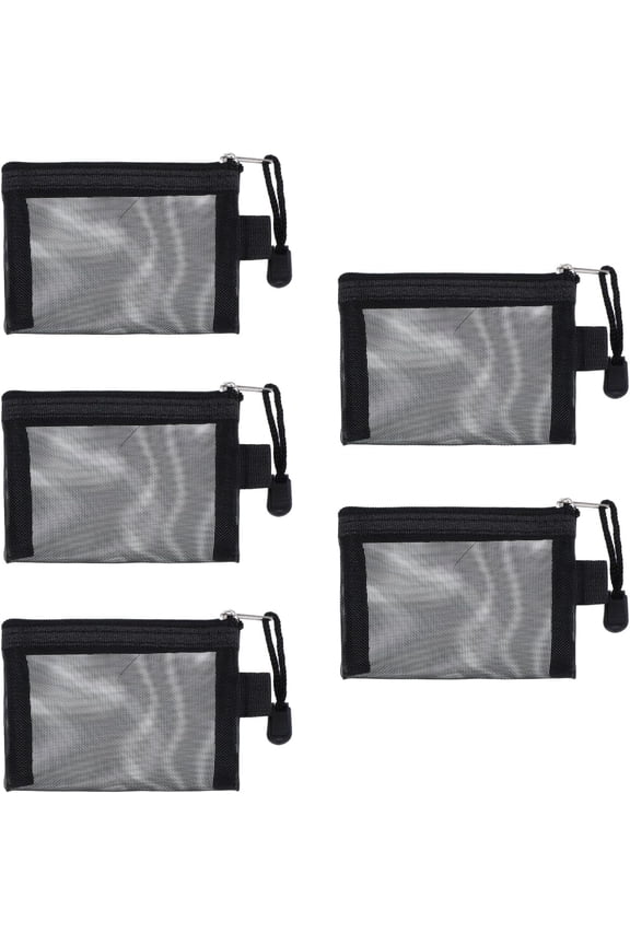 Durable Classic Coin Purse, Black, 5 Pack