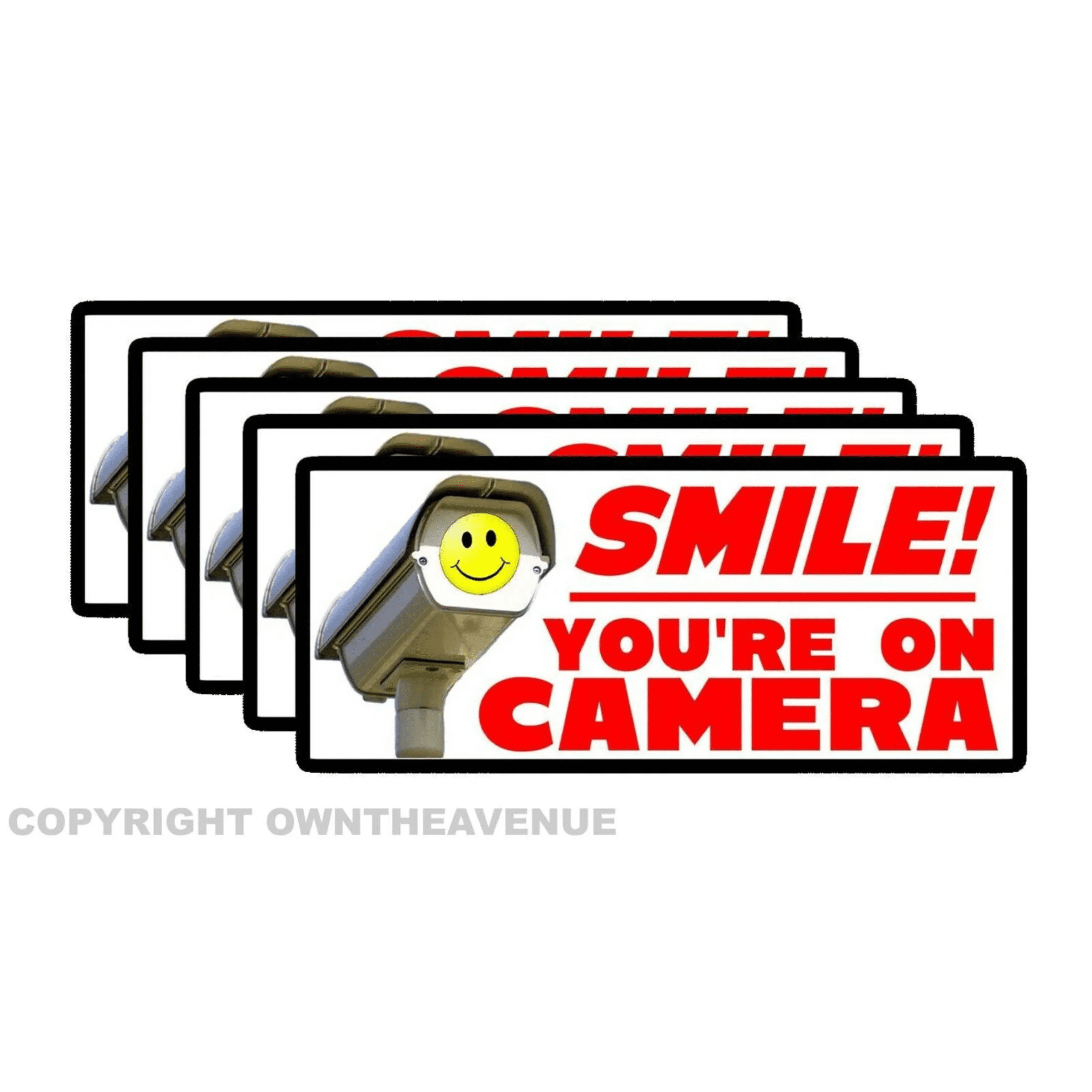 5 Pack Smile you're on camera video security system warning alarm vinyl ...