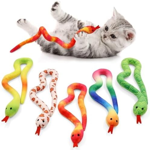 5 Pack Snake Cat Toys Catnip Toys for Indoor Cats Kitten Supplies Interactive Snakes Cat Toy Birthday Gift for Cat Lovers Dental Health Chew Toy