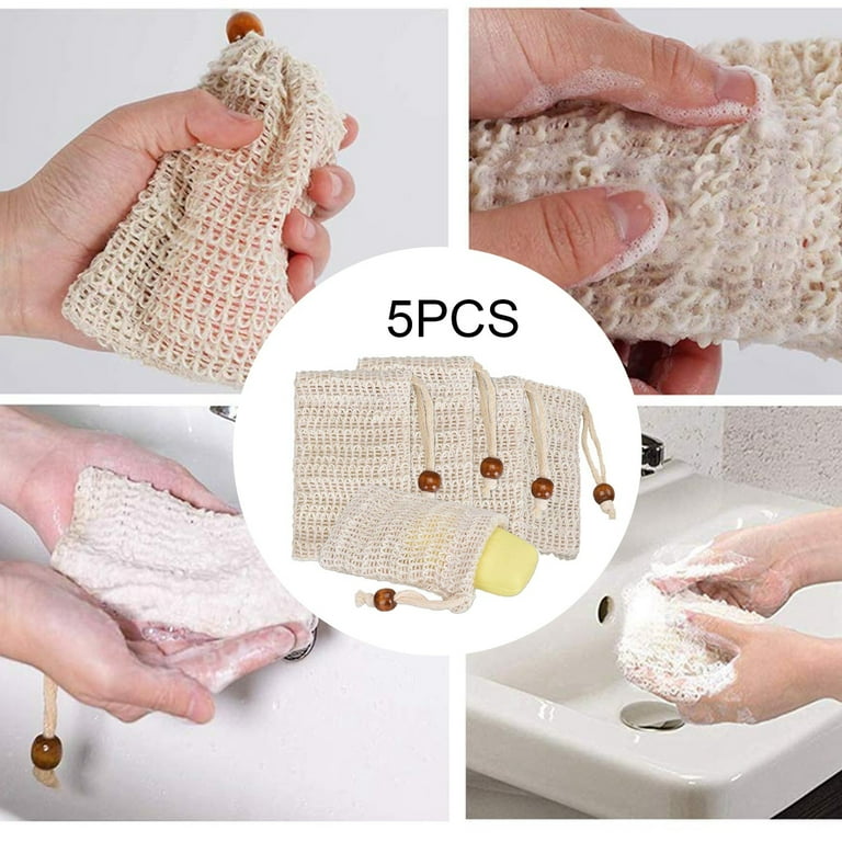 5 Pack Soap Bag Waste Mesh Bar Soap Loofah Holder Pouch For Shower