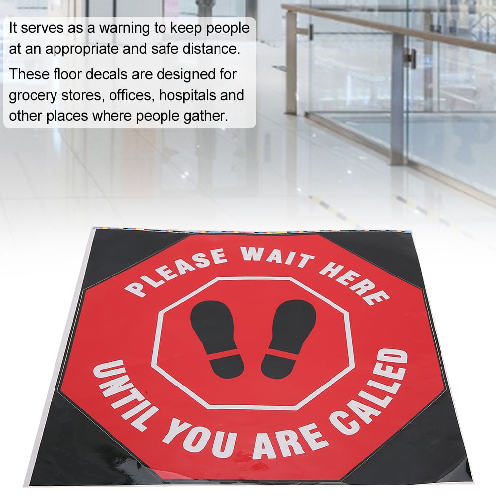 5 Pack Social Distancing Floor Stickers Distance Warning Floor Sticker Adhesive AntiSlip Signs