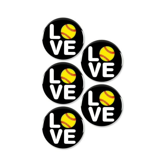 5 Pack - Softball Love Sports Pinback Buttons - 2.25 Inch