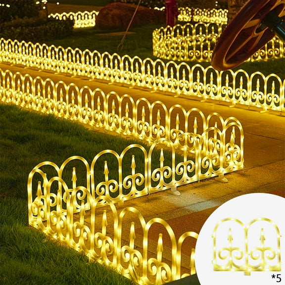 5 Pack Solar Fence Lights Outdoor Waterproof Solar Powered Garden Decor for Yard Lawn Landscaping Party Wedding Decoration Mood Lighting 14.96x7.87in