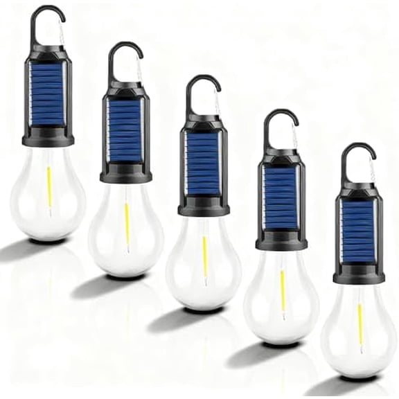 5-Pack Solar LED Camping Lantern, Rechargeable Outdoor Light with USB-C Charging, 3 Modes Waterproof Tent Light with Hook for Camping Emergency, Hiking, Gift$$Sport & Recreation Other