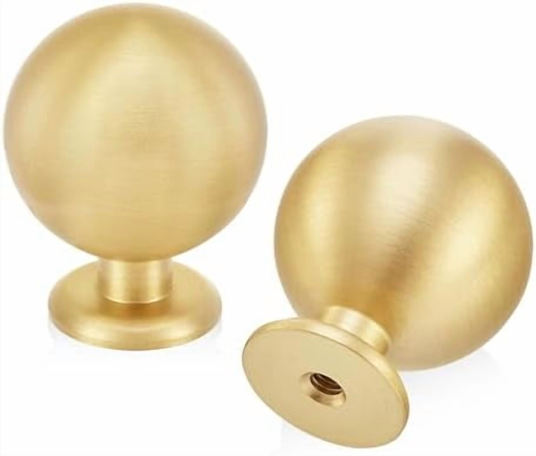5-Pack Solid Brass Cabinet Knobs, Round Ball Gold Knobs for Dresser ...