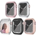 thumbnail image 1 of [5 Pack] Compatible with Apple Watch Series 7 Screen Protector 41mm, Full Coverage Ultra-Thin Bumper Cover for iWatch Series 7 Women Men, Black/Clear/Silver/Rose Gold/Pink, 1 of 5