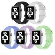 YUIYUKA 5 Pack Sport Silicone Band Compatible for Apple Watch Band 38mm 40mm 42mm 44mm 41mm 45mm, Soft Replacement Strap Accessory Wristband for iWatch Series 7/SE/6/5/4/3/2/1 Women Men