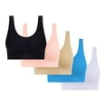 thumbnail image 1 of 5 Pack Sports Bra for Women Senior Seamless Plus Size Push up Comfortable Breathable Underwear Bras Multipack (3XL, Multicolor 02), 1 of 6