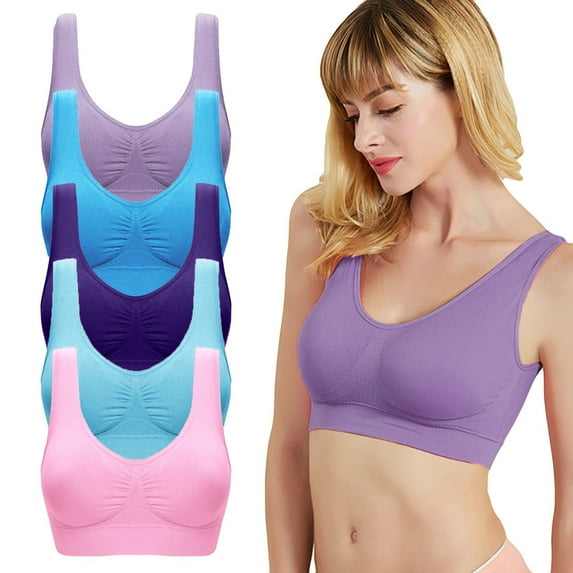 5 Pack Sports Bras for Women Athletic Breathable Workout Gym Yoga Activewear Seamless High Impact Push Up Bra L 01-Multicolor