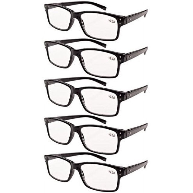 5Pack Spring Hinges Vintage Reading Glasses Men Readers Black +1.25
