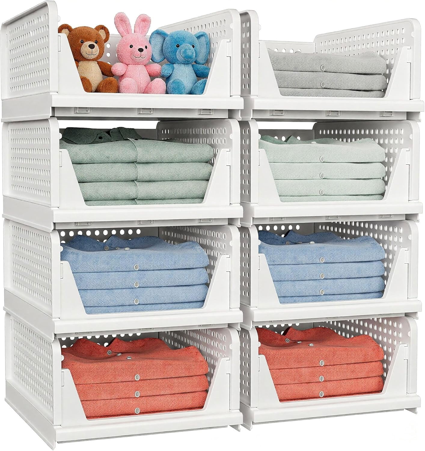 5 Pack Stackable Closet Storage Basket - Stackable Storage Bins ...