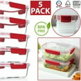 thumbnail image 1 of 5 Pack Stackable Food Storage Containers Airtight Leakproof Snap Lock Lids BPA Free Food Grade Meal Prep Containers, 1 of 3