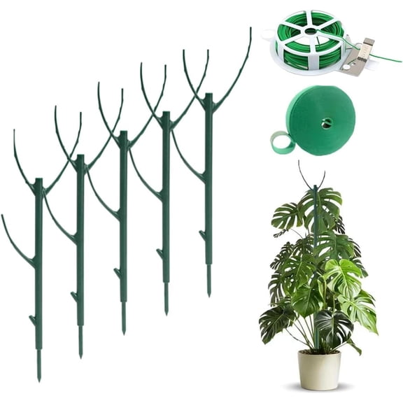5-Pack Stackable Monstera Plant Support Stakes – Moss Pole for Climbing Plants, Indoor/Outdoor Garden Plant Holder Sticks for Tall Potted Plants Z