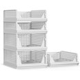 thumbnail image 1 of 5 Pack Stackable Plastic Storage Basket Closet Organizer Bin Foldable Clothes Organizer Storage Drawer Shelf Container for Living room Bathroom Kitchen Office (2L+3S), 1 of 11