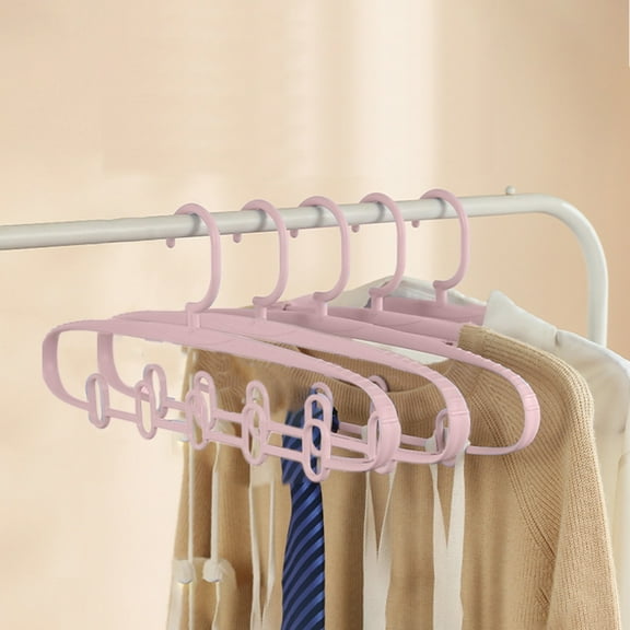 5-Pack Stainless Steel Space Saving Hangers | Multi-Hook Closet Organizer with Non-Slip Shoulders | Dorm & Home Storage Solution (41cm)