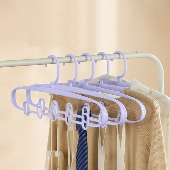5-Pack Stainless Steel Space Saving Hangers | Multi-Hook Closet Organizer with Non-Slip Shoulders | Dorm & Home Storage Solution (41cm)