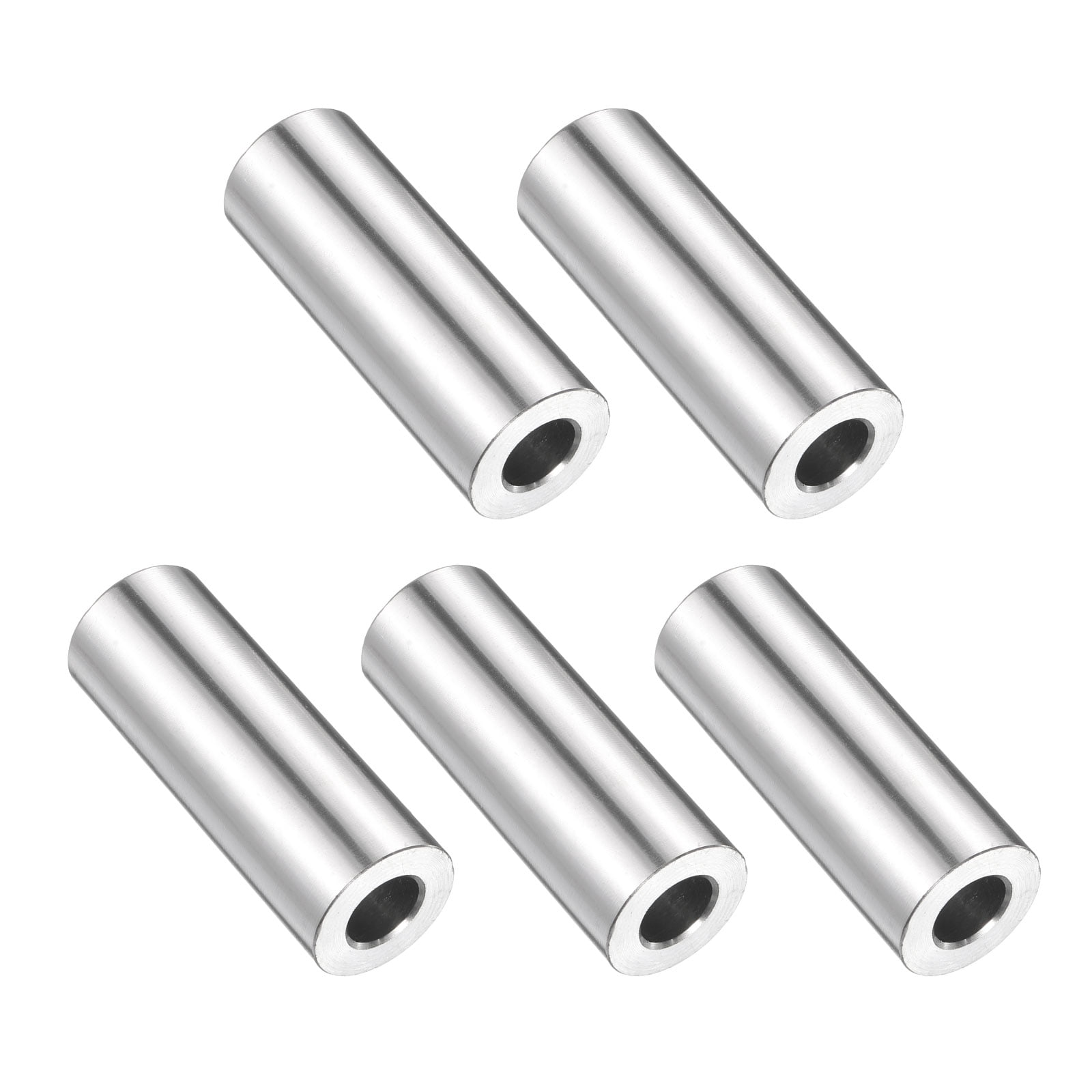 5 Pack Stainless Steel Spacer 3/8" Bore x 3/4" OD x 2" Length Screw Bushing Plain Finish Round Metal Spacer for M10 Screws Bolts and Rods