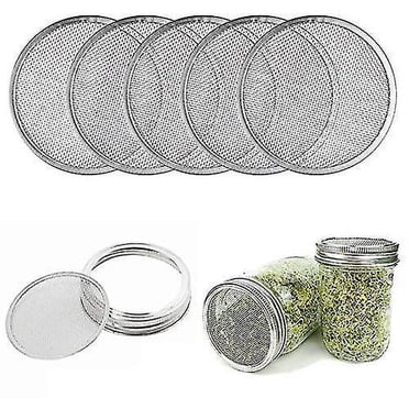 5-Pack Stainless Steel Sprouting Mesh Screens For Mason Jars - Strainer Lids For Growing Sprouts