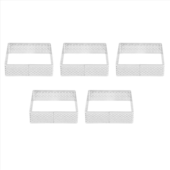 5 Pack Stainless Steel Square Perforated Tart Ring Mold French Pastry Baking Tool