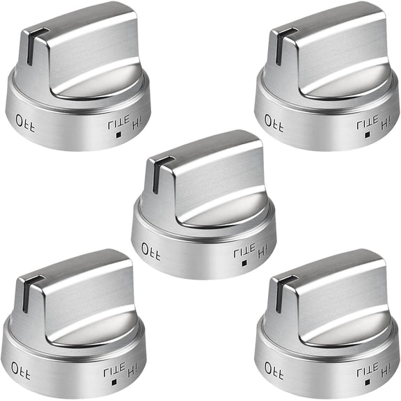 5 pack Stainless Steel WB03x24818 Gas Stove Knob Replacement for by sztongfei,PS11729081 AP5989029 Stainless Steel Stove Replacement Knobs