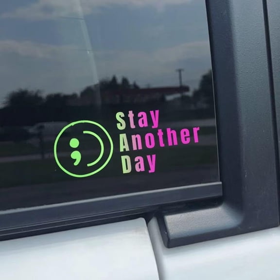 5-Pack Stay Another Day Stickers, Mental Health Awareness Car Decals, Self Adhesive Car Window Decal Inspirational Stickers Waterproof Vinyl Decals for Vehicles, Laptops, Water Bottles (White)