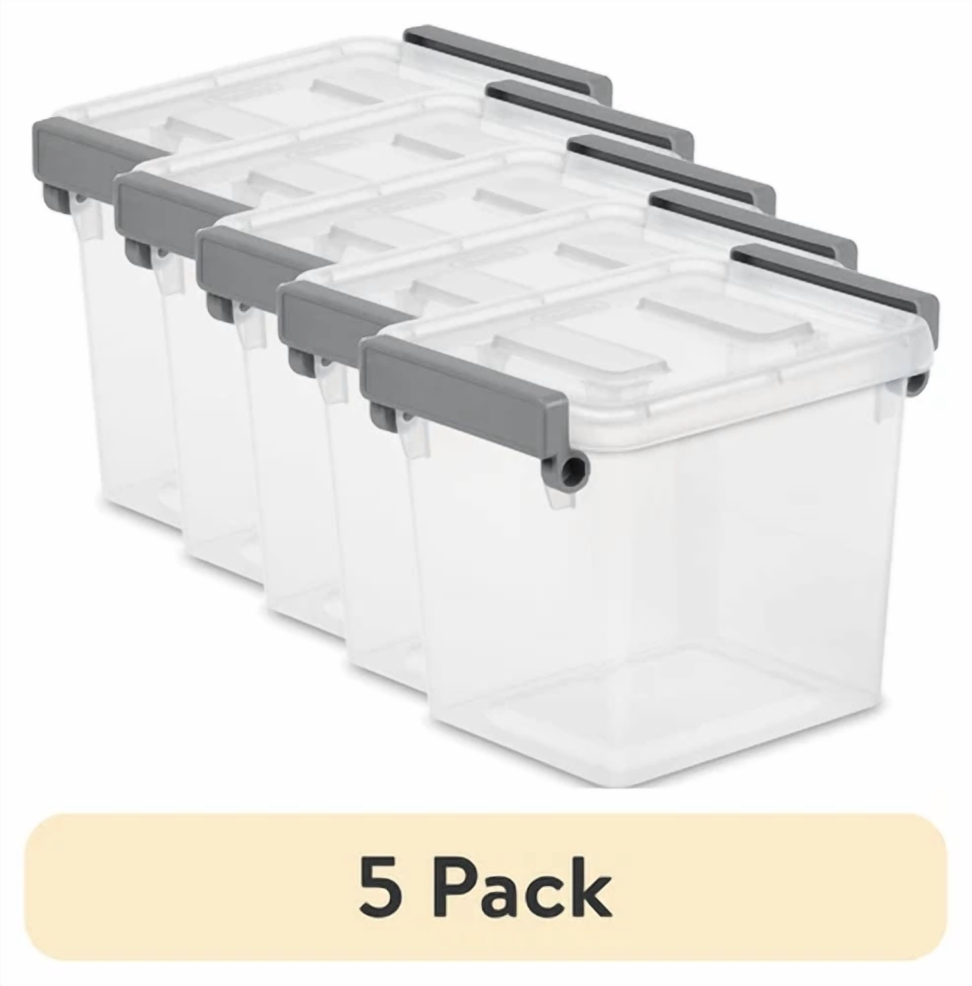 (5 Pack) Sterilite Plastic 2.5 Qt. Modular Latch Box Titanium