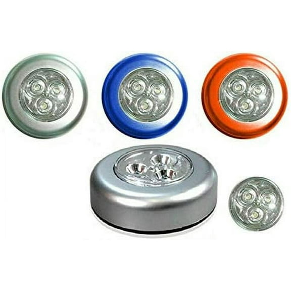 5 Pack Stick On Push Light 4LED Battery-Powered Night Light Blue