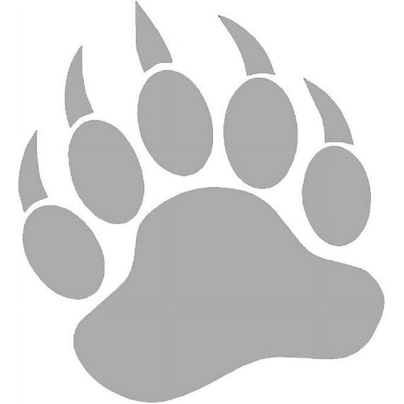 5 Pack - StickerDad® Bear Paw Print Grizzly Black Bear - Size: 5", Color: Silver - Windows, Walls, Bumpers, Laptop, Lockers, etc.