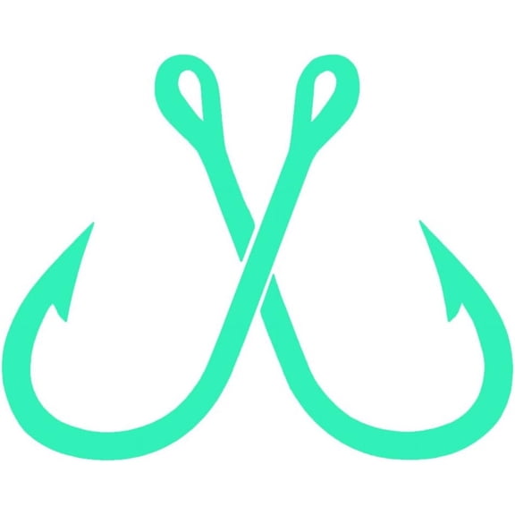 5 Pack - StickerDad Crossed Fish Hooks Vinyl Decal by stickerdad - Size: 3.5", Color: Mint - Windows, Walls, Bumpers, Laptop, Lockers, etc.