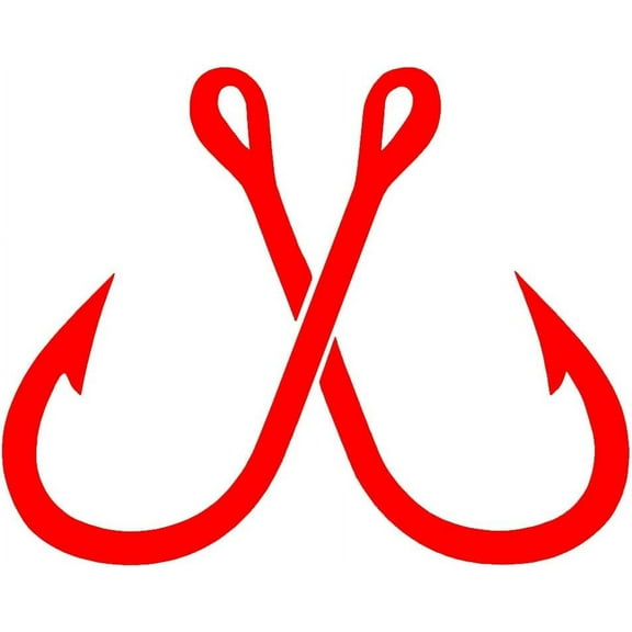 5 Pack - StickerDad Crossed Fish Hooks Vinyl Decal by stickerdad - Size: 3.5", Color: RED - Windows, Walls, Bumpers, Laptop, Lockers, etc.