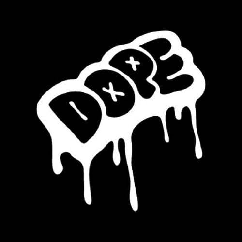 5 Pack - StickerDad Dope Cool Urban Graffiti Drip Style Dope Vinyl Decal - Size: 5", Color: White - Windows, Walls, Bumpers, Laptop, Lockers, etc.