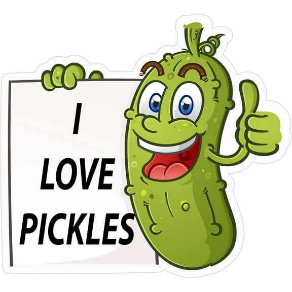 5 Pack - StickerDad I Love Pickles Full Color Printed Sticker - (Size: 5" Color: Full) - Windows, Walls, Bumpers, Laptop, Lockers, etc.