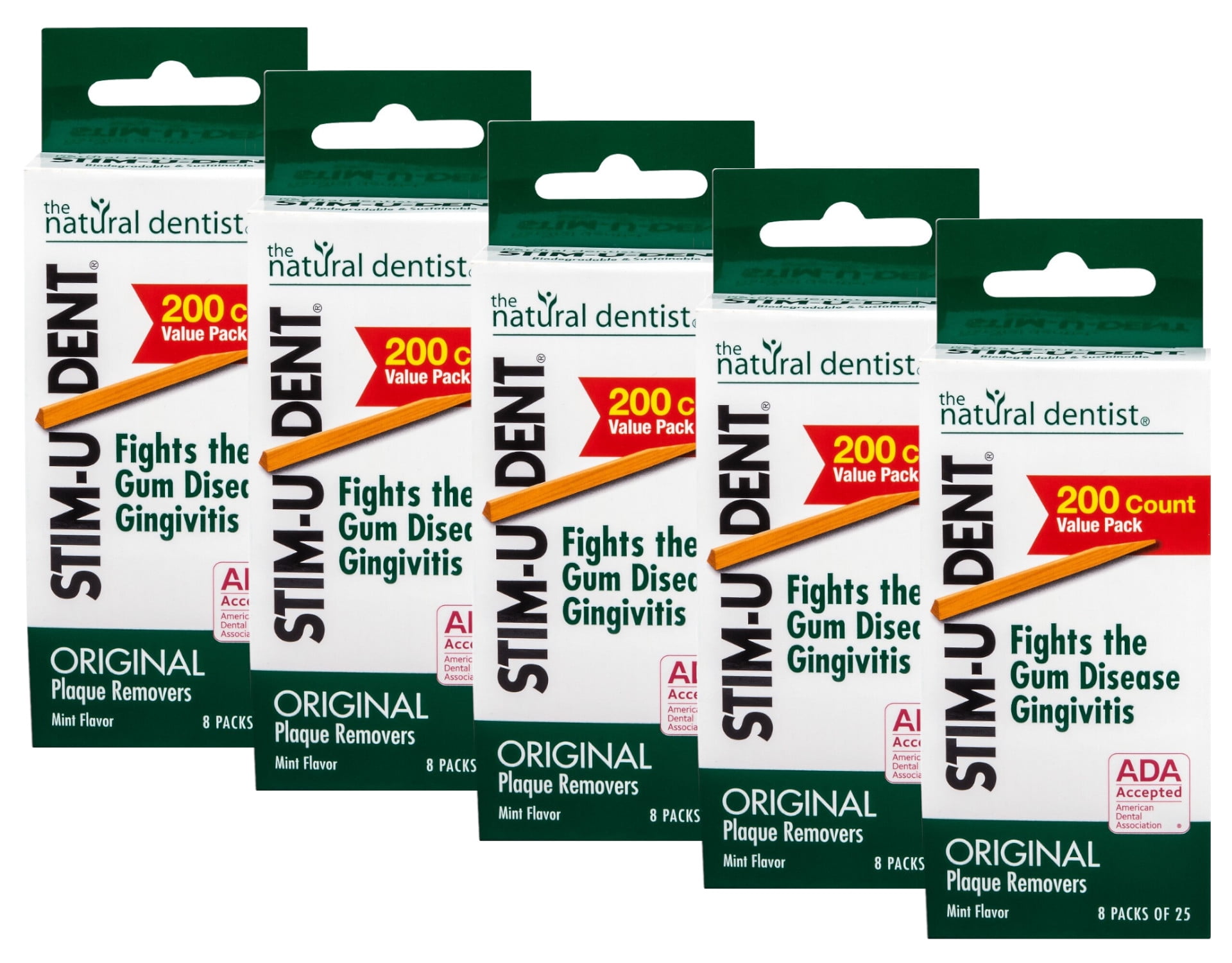 5 Pack StimUDent Plaque Removers Mint Flavor Fights Gum Disease 200