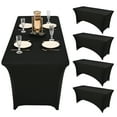 thumbnail image 1 of 5 Pack Stretchable Tablecloth for 6 ft, Stretch Spandex Table Covers for 6 ft Rectangular Table, Washable and Wrinkle Resistant Stretch Patio Table Cloth for Wedding Banquet Event Parties-Black, 1 of 6