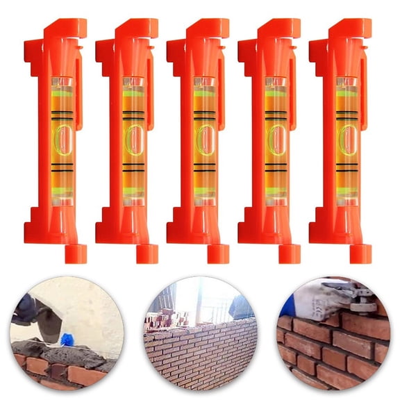 5-Pack String Line Level Tool Construction Measuring Bubble Spiri t Level with for Molded Hooks for Engineering Building Surveying Layout Wooden Work 75mm Orange