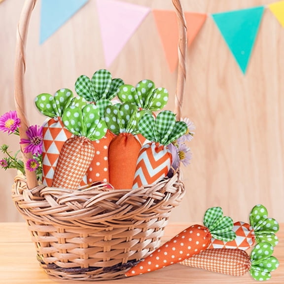 5-Pack Stuffed Fabric Easter Carrots, Soft Cloth Decorative Carrot Set for Farmhouse Shelves and Baskets, Reusable Spring Holiday Accents
