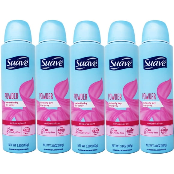 5 Pack - Suave Dry Spray Instantly Dry Powder Antiperspirant Deodorant, 3.8 oz