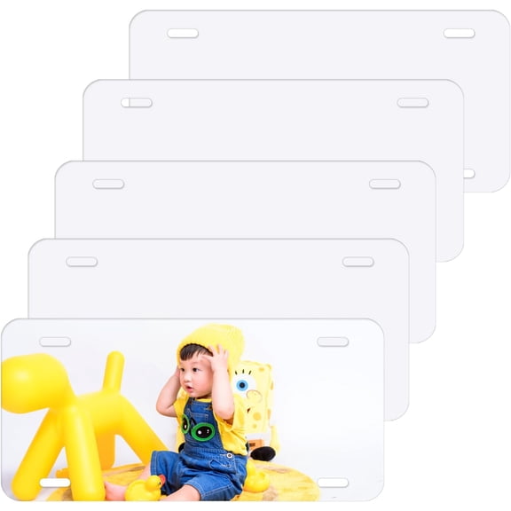 5 Pack Sublimation License Plate Blanks, Metal Aluminum Automotive License Plate, Thermal Transfer Custom Design for car License Plate