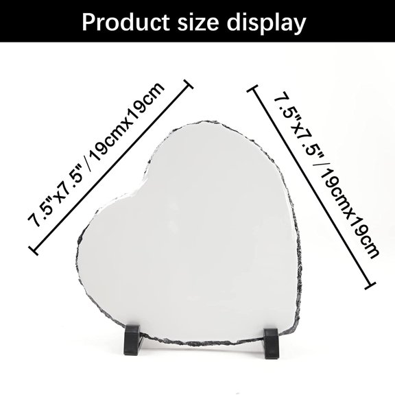 5 Pack Sublimation Slate Blanks 7.5x7.5 Inch heart Custom Stone Slate Picture Frame Heat Transfer Rock Photo Plaque with Display Stand Decoration for Desktop Souvenir (sublimation slate heart x 5pcs)