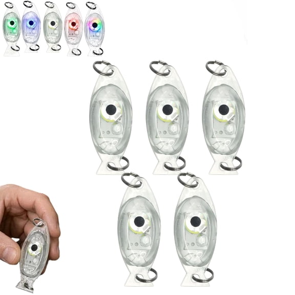 5 Pack Submersible LED Fish Attractor Lights, Deep Drop Underwater Flash Lures, 600M Depth Fish Eye Bait Flasher for Squid & Deep Sea Fishing