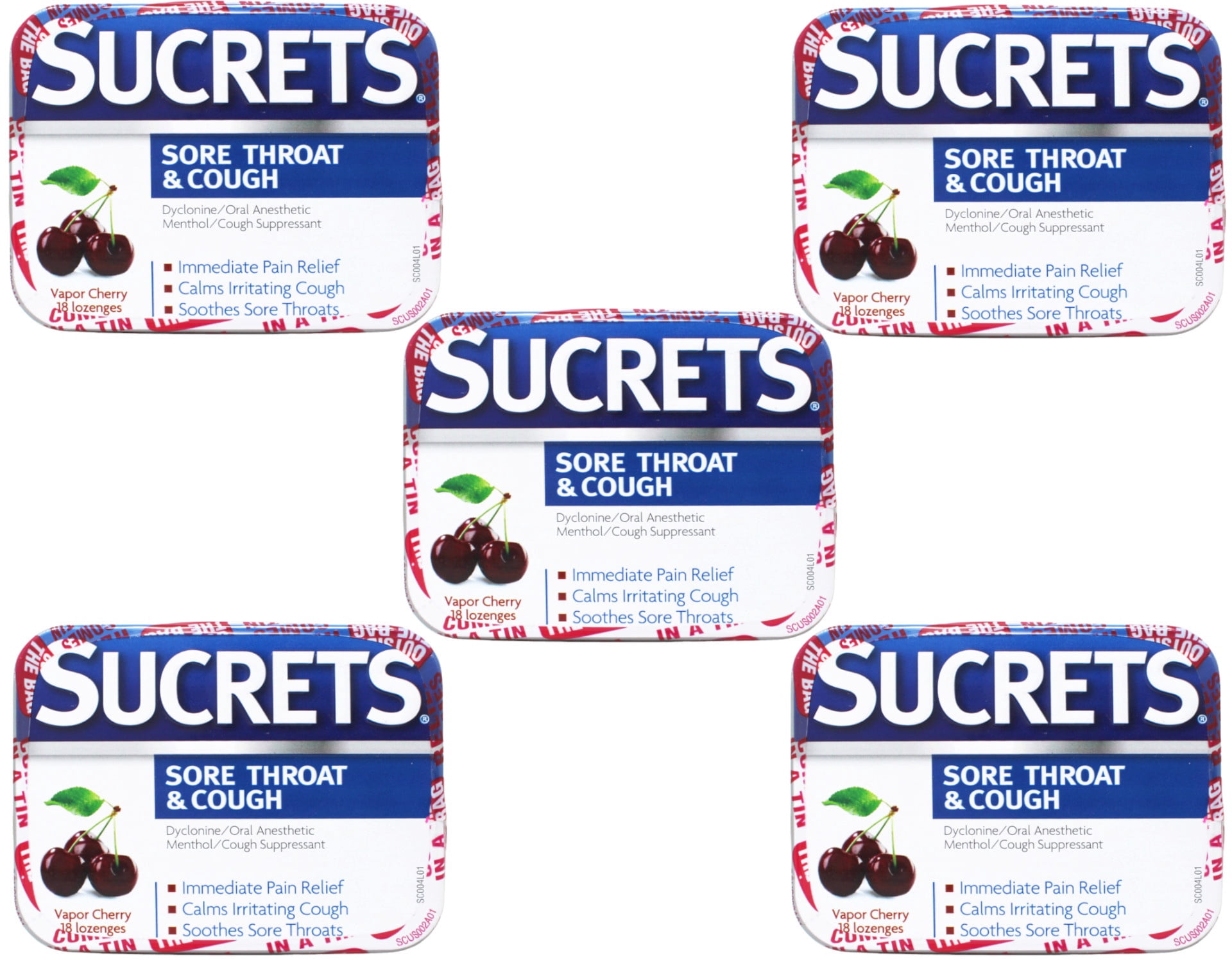 5 Pack Sucrets Sore Throat & Cough Vapor Cherry 18 Each
