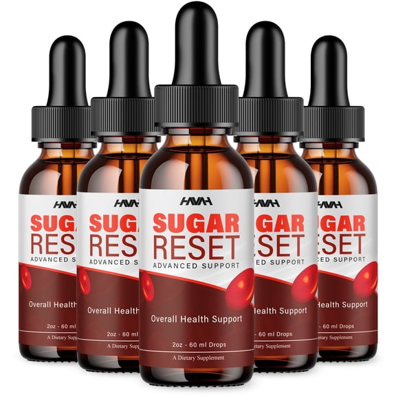 (5 Pack) Sugar Reset Drops, SugarReset Advanced Support (10oz)