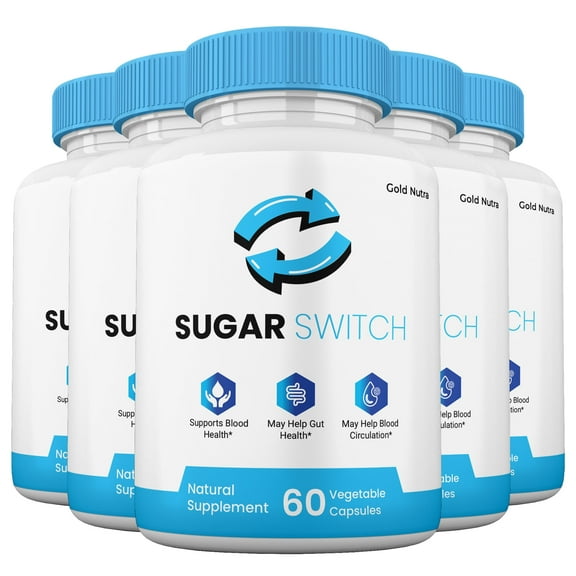 (5 Pack) Sugar Switch Glycogen Pills, SugarSwitch Capsules Advanced Blood Health Formula Supplement, 60 Capsules per Bottle