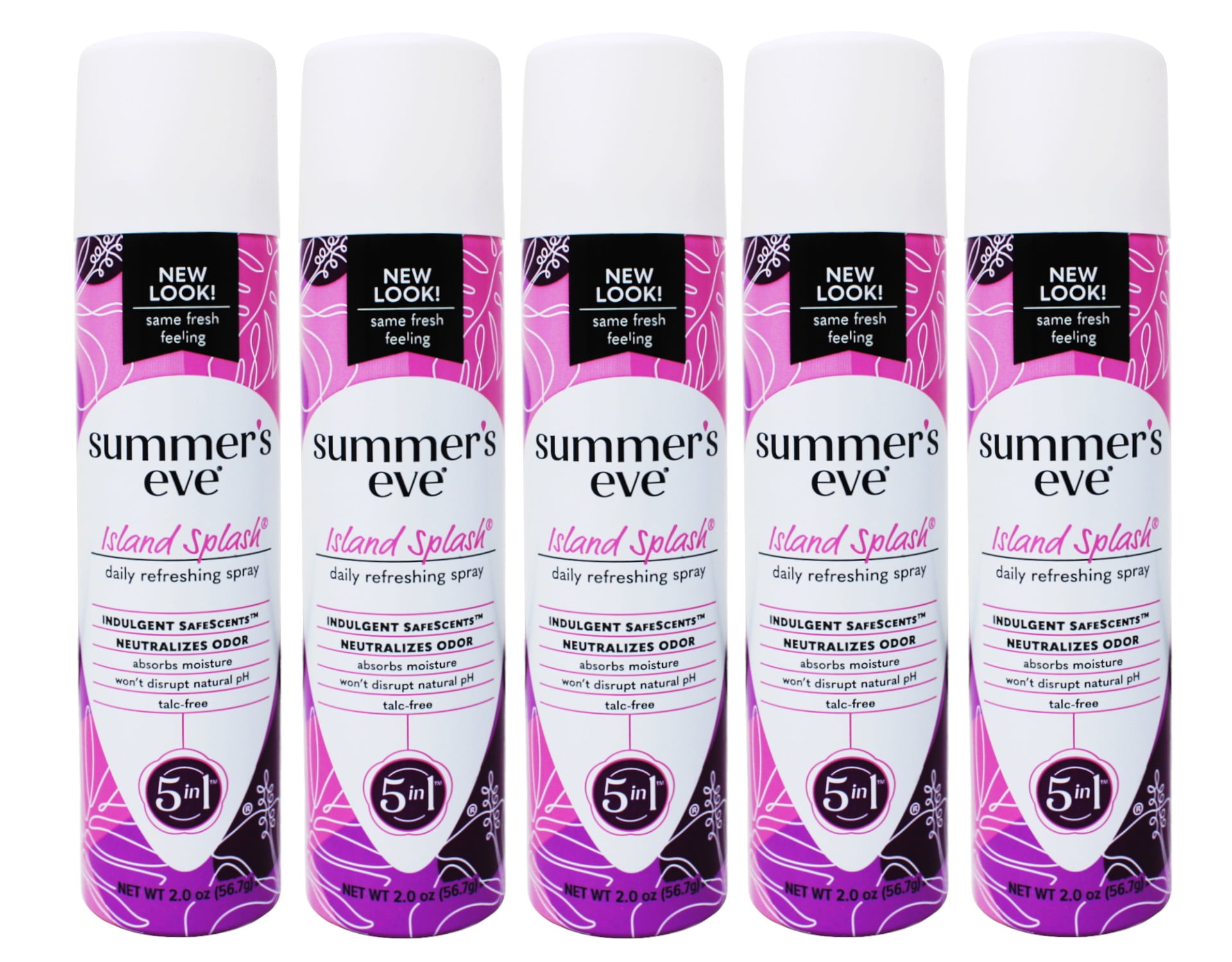 5 Pack - Summer's Eve Feminine Deodorant Spray Island Splash 2 oz Each