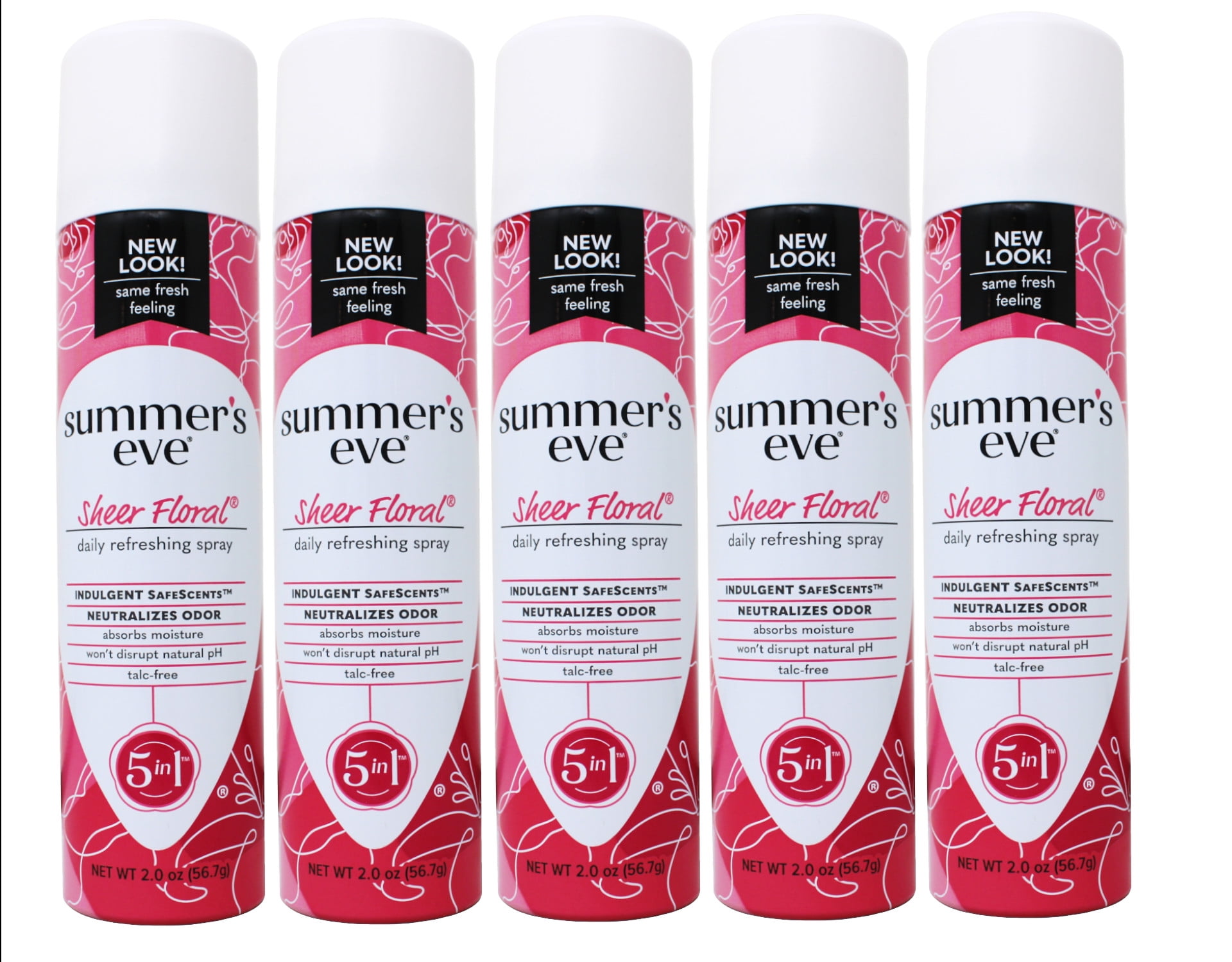5 Pack Summer's Eve Sheer Floral Freshening Spray 2 Ounce